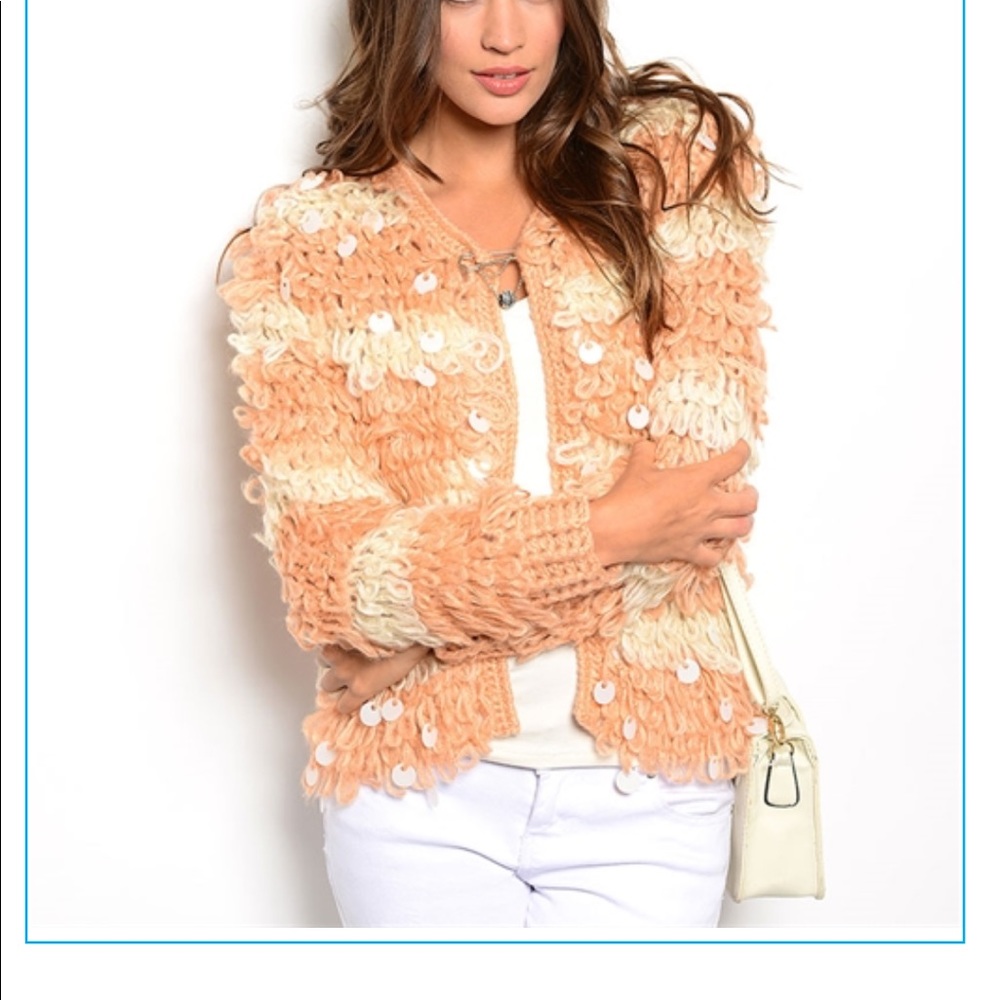 5⭐️! 🆕🍑 super soft, loop knit sweater cardigan, open front/unique hook closure